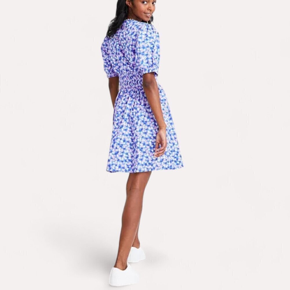 On 34th Women's Printed Cotton Zip-Front Puff-Sleeve Dress, Large - Picture 4 of 11